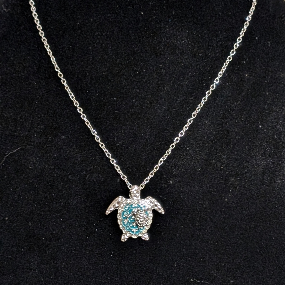 Silver Turtle Mama & Baby Pendant Necklace